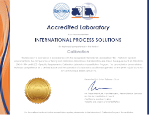 TMI International Process Solutions Certificate of Accreditation